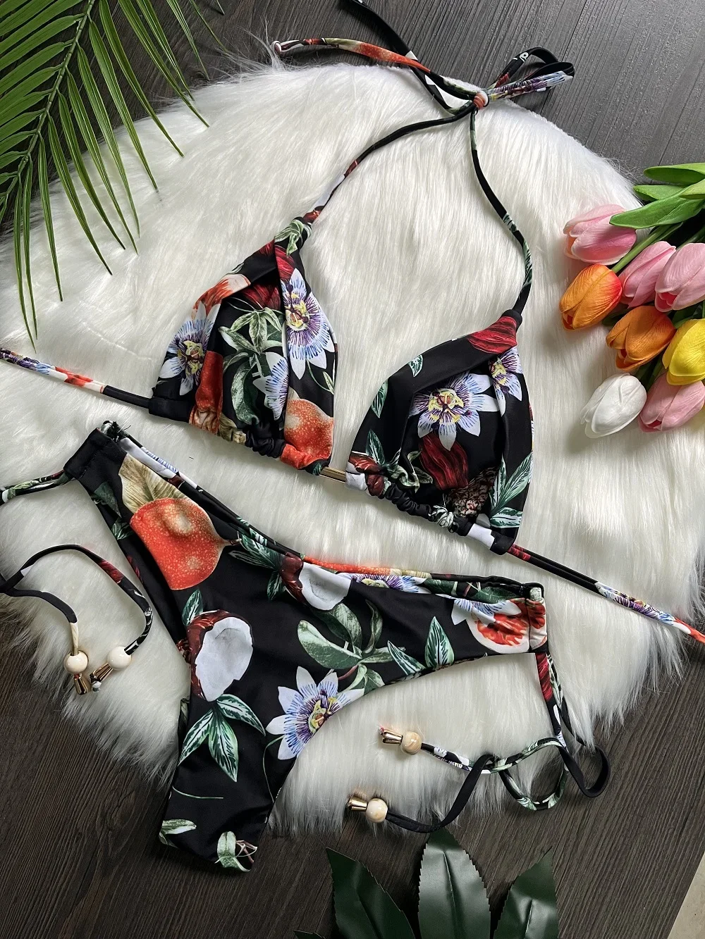 

RUOTONSEPT 2024, новый сексуальный бандажный комплект бикини с принтом, женский купальник из двух частей, треугольный купальник, купальный костюм, бразильские бикини