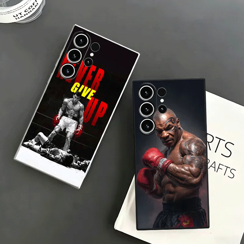 Mike Tyson Boxer Man Soft Phone Case For Samsung S24 S25 S26 Ultra S23 S22 Plus S21 S20 FE Edge + Black White Couple Cover