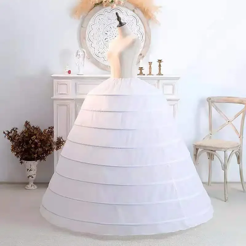 Ball Gown Underskirt Wedding Dress Petticoat Drawstring Strap 4-8 Hoop Performance Plus Size Long Puffy Pettycoat Crinoline