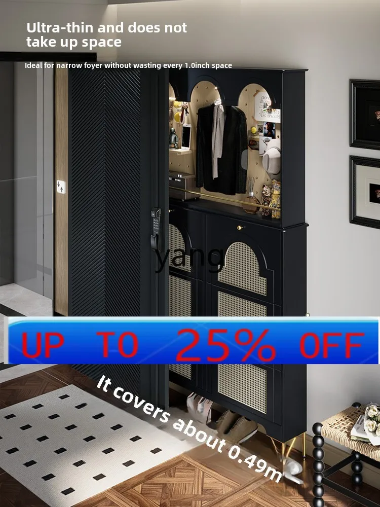 

YJQQ French retro ultra-thin shoe cabinet home door tipping bucket shoe cabinet