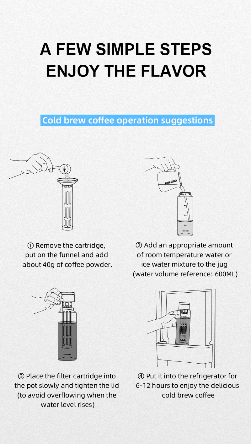 MHW 3BOMBER 1/2 Pack 600ML Cold Brew Coffee Maker Detachable Coffee Pot with Mesh Filter Home Barista Tool Portable Camping
