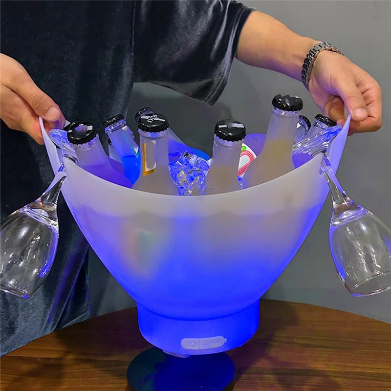 ABFN-Secchio per il ghiaccio con altoparlante Bluetooth con barra luminosa Secchiello per il ghiaccio grande Secchiello per il vino portatile Accessori per bar Secchiello per bevande