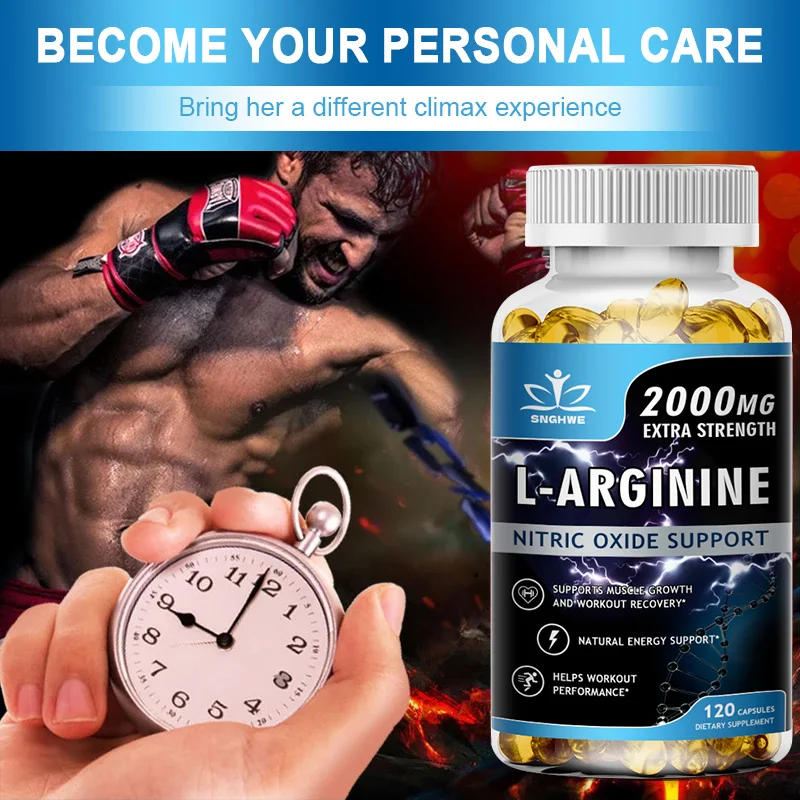 L-Arginina Boost Endurance, Óxido Nítrico Masculino, Suplemento Precursor, Cápsulas Vegetarianas