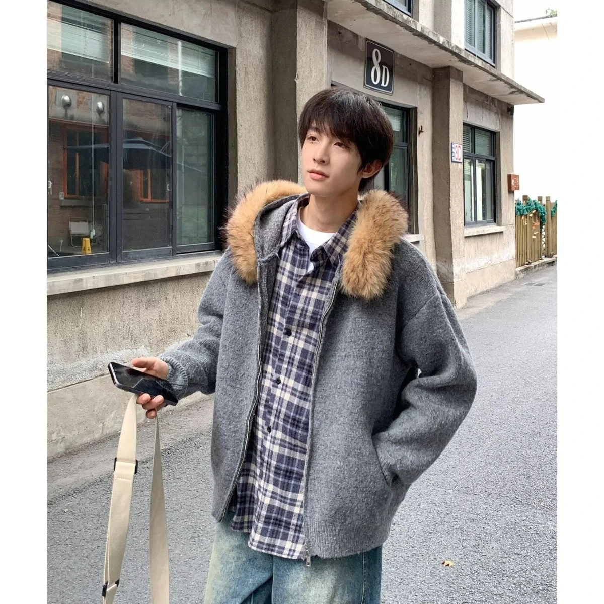 

American Sle Heavyweight ey Air Layer Baseball Jaet Men's Spring Simple Loose Versatile Open Cardigan Jaet