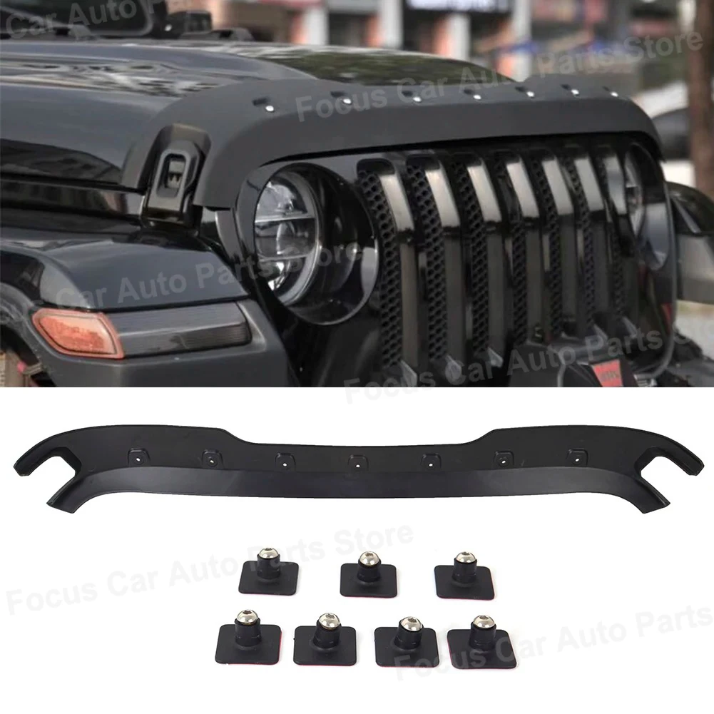 Akcesoria samochodowe do Jeep Gladiator Wrangler JL 2018 2019 2020 ​ Kaptur Trail Armor Hood Stone Protector Guard Matowy czarny ABS