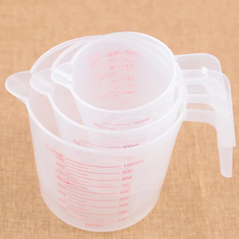 250/500/1000 ml Backflüssigkeit Messbecher PVC Skala Tasse Kunststoff Messvolumen Becher Küche Backen Werkzeuge kunststoff Krug 1PCS