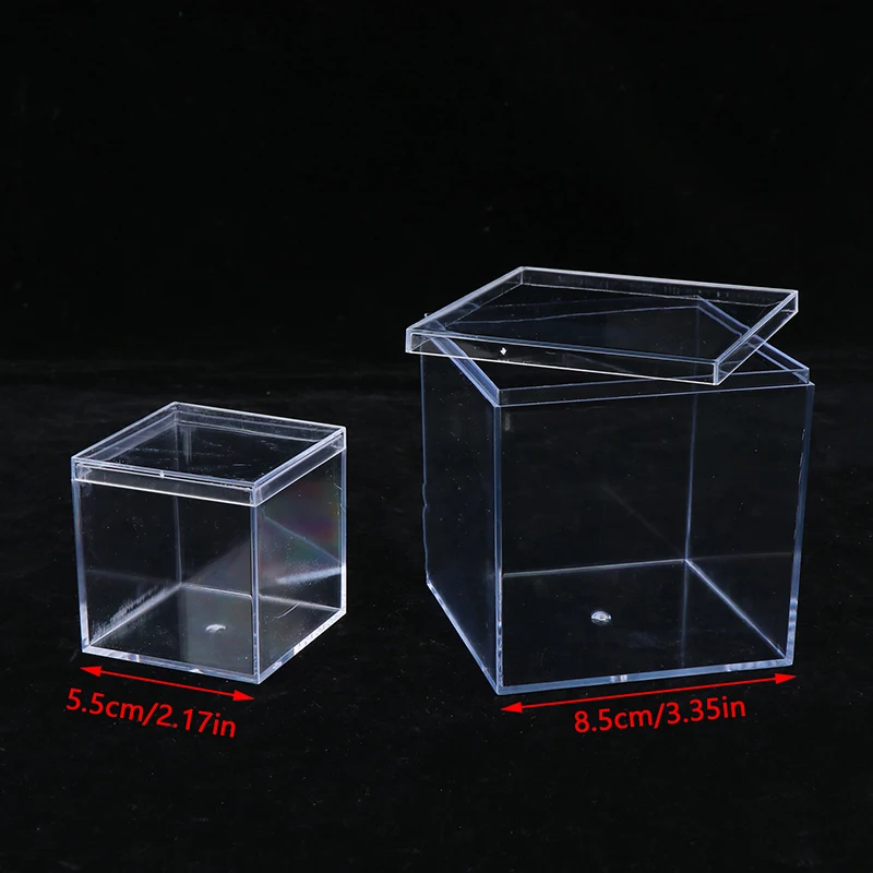 1Pc Transparent Acrylic Boxes With Cover Plastic Organizer Small Gift Square Packing Box Food Candy Storage Container For Home