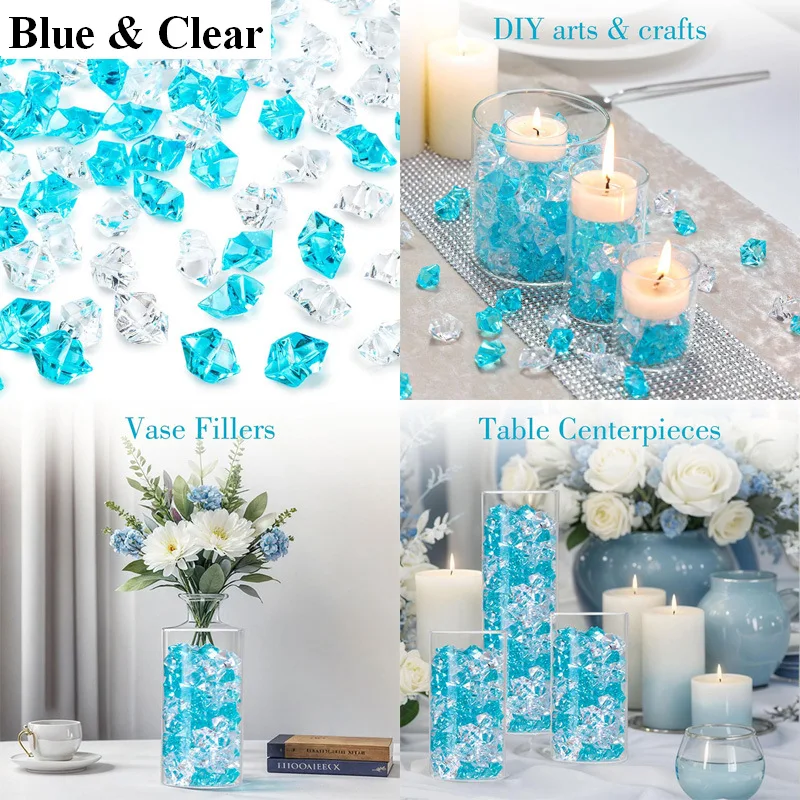 100 Stück 11x14mm Acryl-Eissteine Kristalle Strass-Steine Transparente Diamanten für Heimdekoration DIY-Basteleien Vase Party – Detail 18