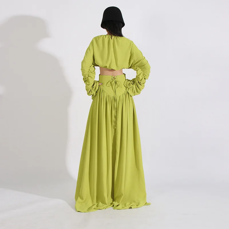 2026 Sommer Neue Damenmode: Nischen-Plissee-Midirock-Set mit hoher Taille in Unifarben – Zweiteiliges Set im französischen Stil – Detail 9