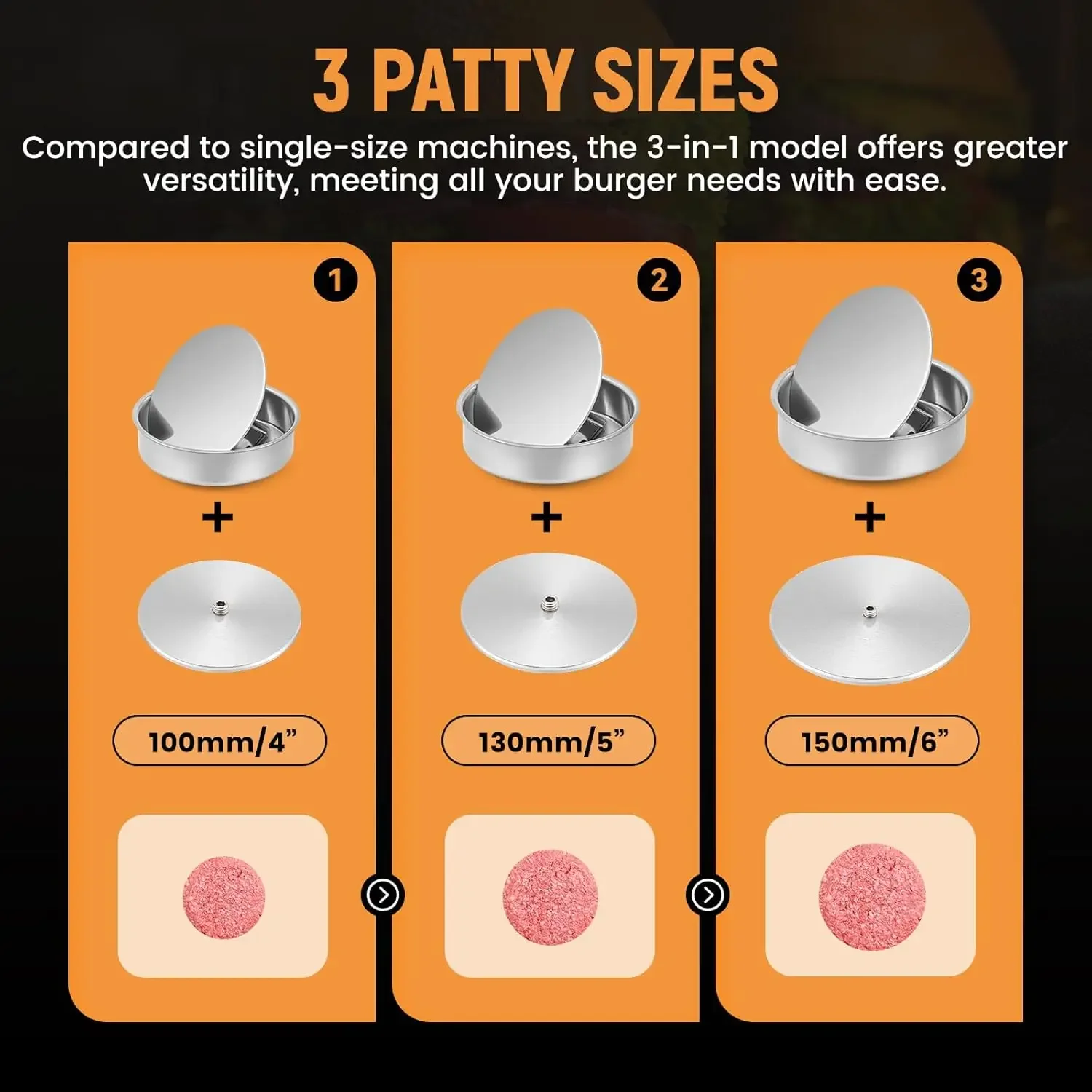 خصومات رائعة. صانع فطائر البرجر التجارية 3 في 1 مكبس همبرغر باتي صنع 4/5/6 بوصة من الفولاذ المقاوم للصدأ برغر سماشر همبر