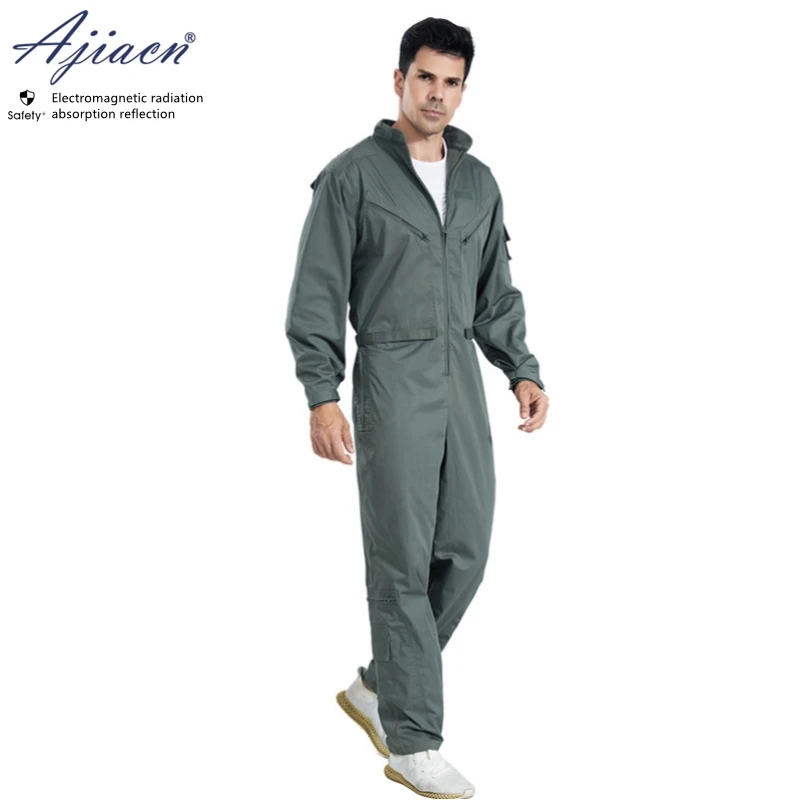 Genuine Electromagnetic radiation protective hooded coveralls Aviation pilots, Military radar station EMF shielding clothing