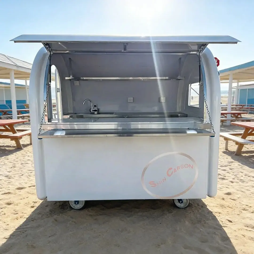 

Portable Fiberglass Food Vending Cart Outdoor Catering Kiosk Mobile Street Food Trailer for Business Travel