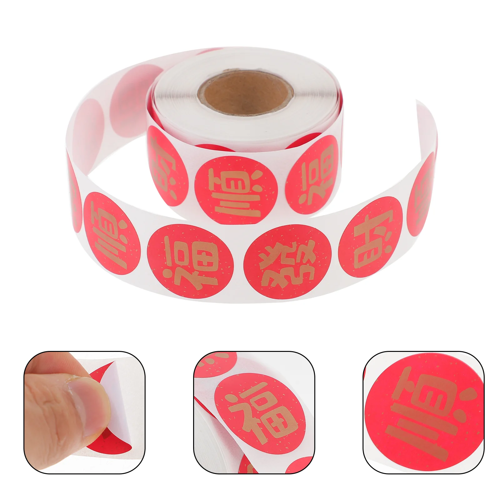 

Chinese New Year Stickers Gift Sealing Labels Circle Decorative Coated Paper Round Party Tags