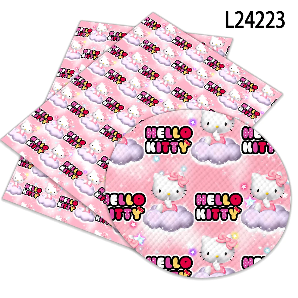 30x22cm Hello Kitty Sanrio  Cartoon Print Artificial leather DIY Earring Hair Bow Bag Crafts  faux Leather