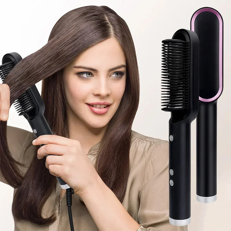 Electric Hot Comb Multifunctional Straight Hair Straightener Comb Negative Ion Anti-Scalding Styling Tool Straightening Brush