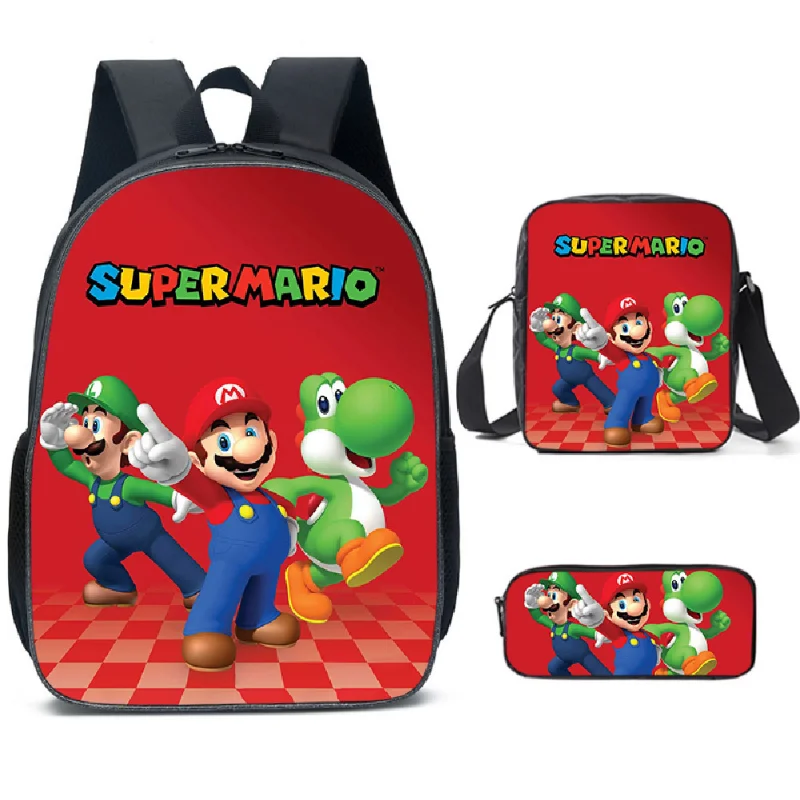 Super Marios Bros Children\'s Backpack Anime Figure Luigi Yoshi Cosplay Schoolbag Boys and Girls Lightening Zipper Backpack Gift