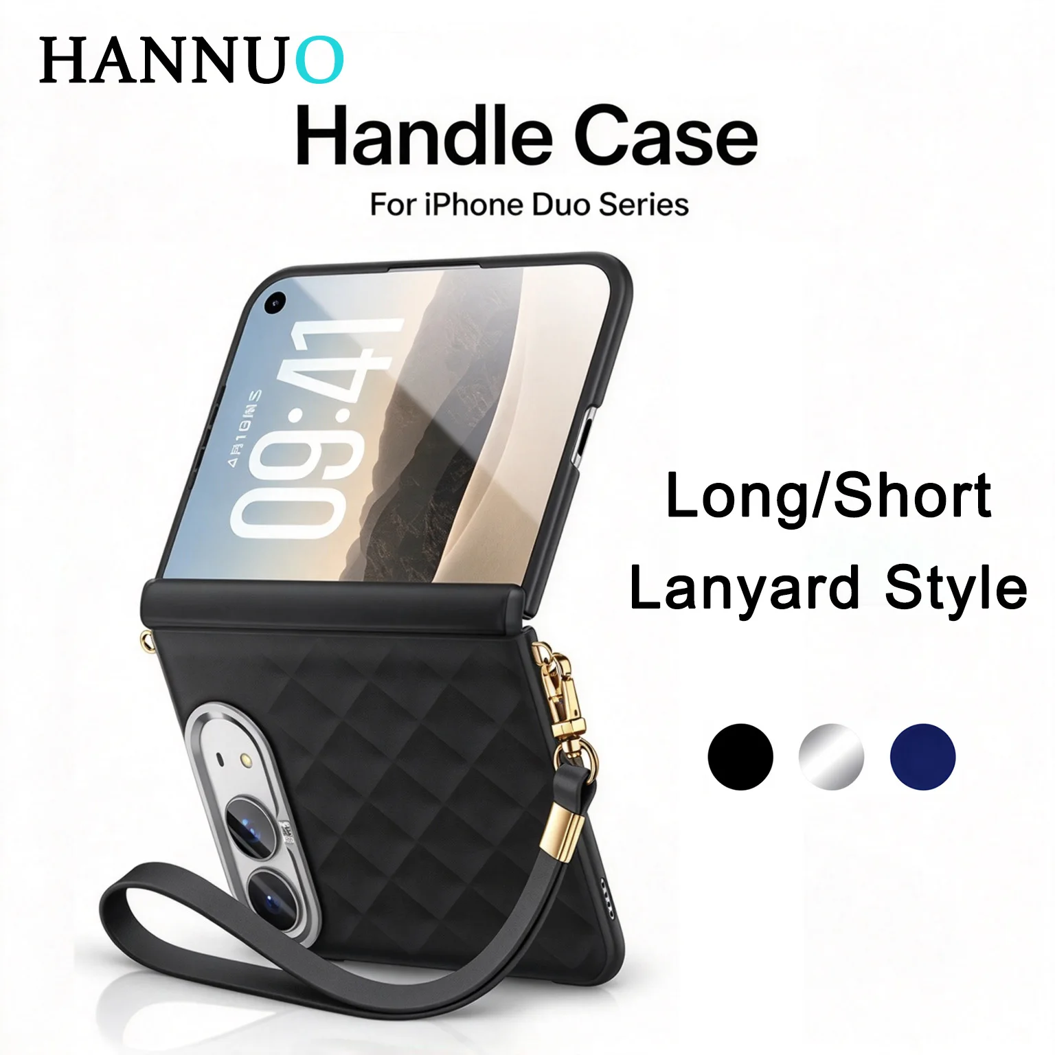 Phone Case for iPhone Duo 18 fold Fashion Leather Protective Case Shockproof Protect Cover Crossbody Bag Hand Wrist Strap
