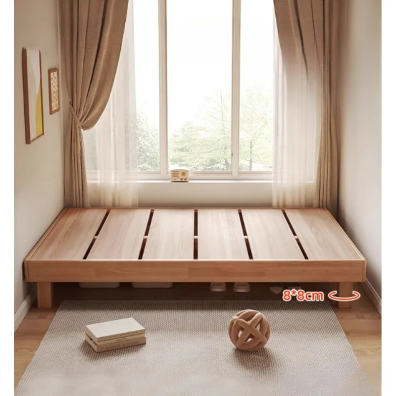 

All solid wood headless bed row skeleton tatami double bed any size can be customized suspension bed 1m