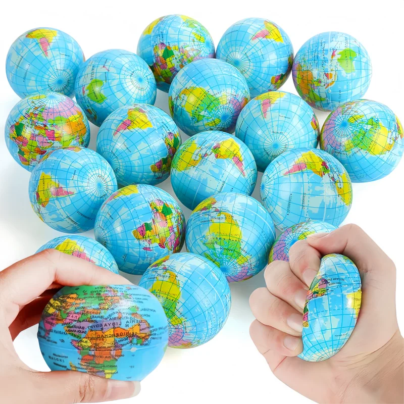 12 Stück 6,3cm Erd-Squeeze-Bälle Weiche Schaumstoff-Globen Stressabbau-Quetschspielzeug Hand- und Handgelenk-Übungsschwamm Lernspielzeug für Kinder