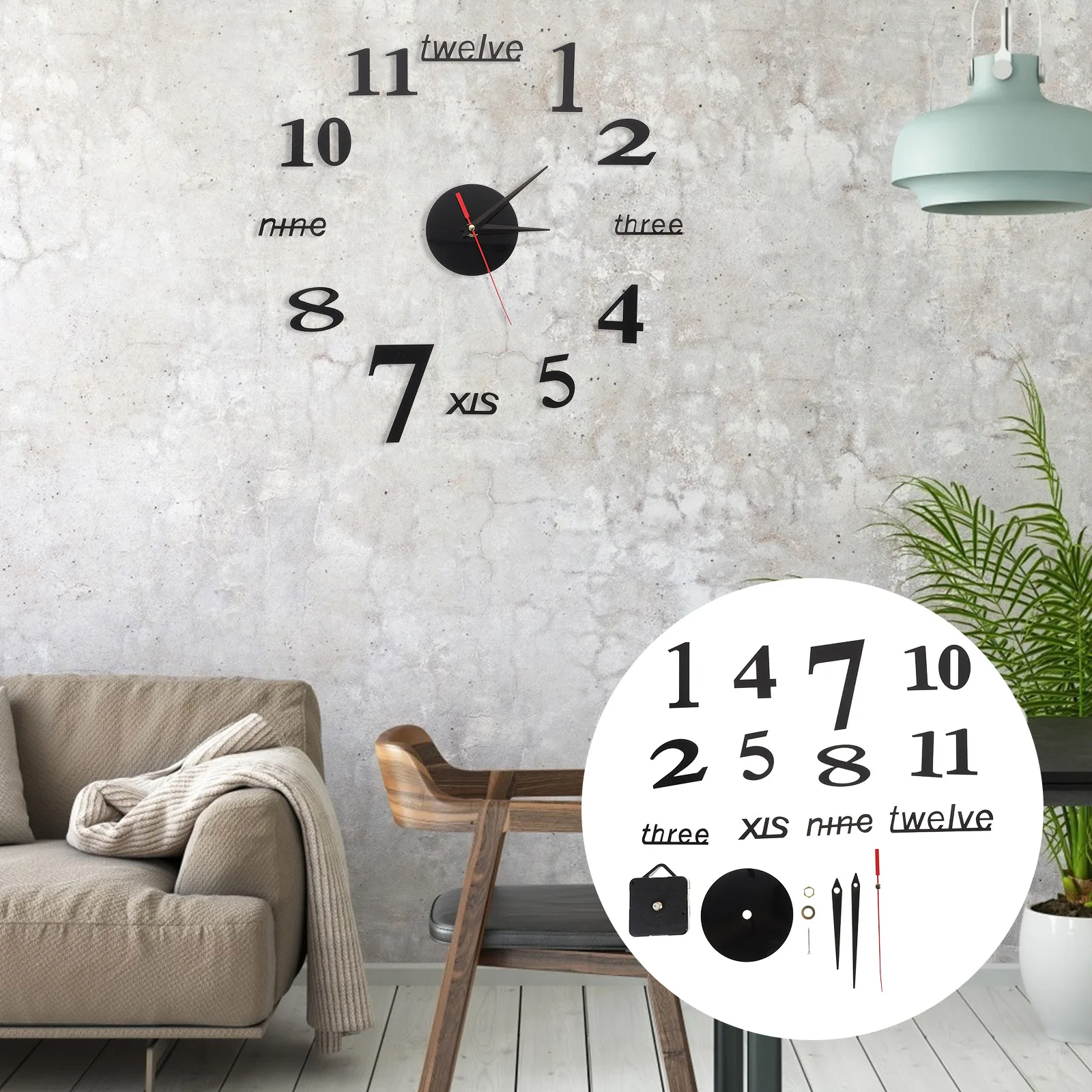 

Mirror Wall Clock Home Decor Frameless Surface Household Clocks Decorative Living Room Diy Number