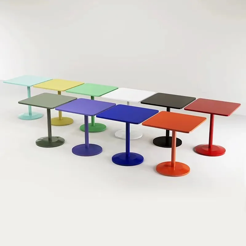 Leisure Simple Small Square Iron Art Table for Cafe Tea Shop Discussion Outdoor Commercial Use Dining Table