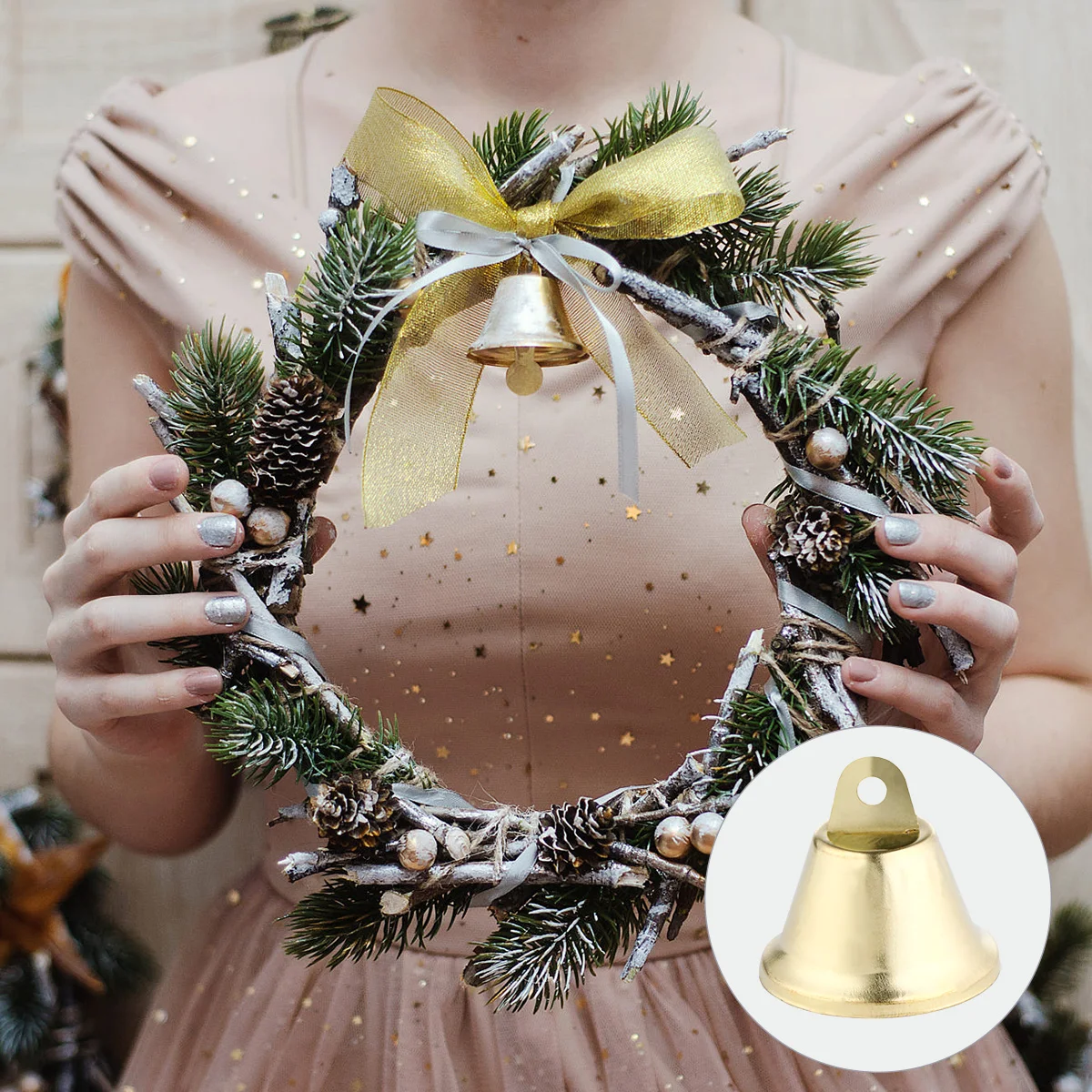 

20 PCS Colorful Bell Pendant Small Bells Crafts Rustic Christmas Gold Decorations Ornaments Miniature Vintage for