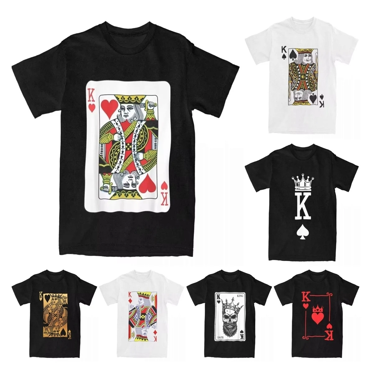 

King Of The Hearts Spades Diamonds Club Playing Card Poker Men's T Shirt Novelty Tees T-Shirts 100% Cotton Plus Size Clothes