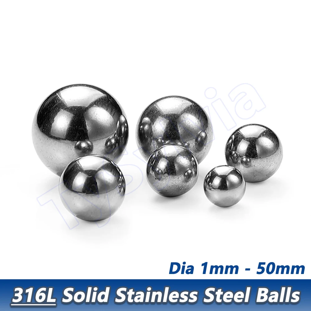 316L Stainless Steel Balls 00cr18Ni12M02 Solid Round Beads Dia 1 1.5 2 2.38 2.5 2.778 3 3.175 3.5 4 4.5 4.763 5mm to 50mm