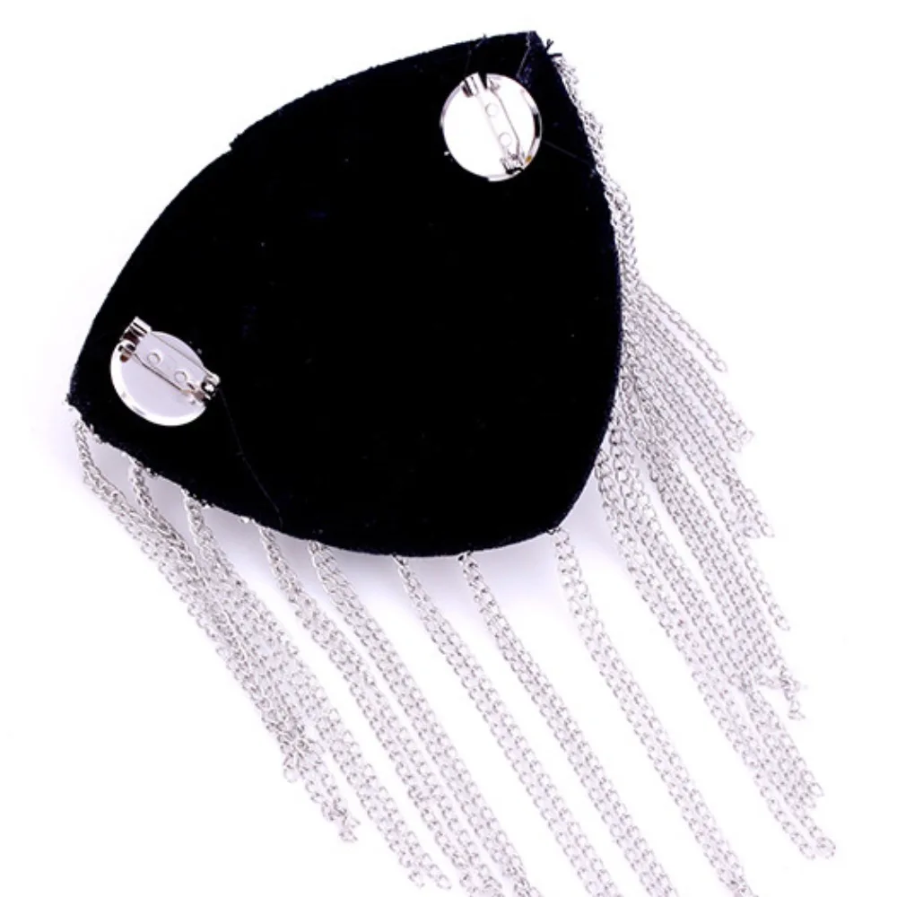 Retro Epaulets Shoulder Board Brooch Rhinestone Fringe Shoulder Mark Shiny Punk Shoulder Flash Girl