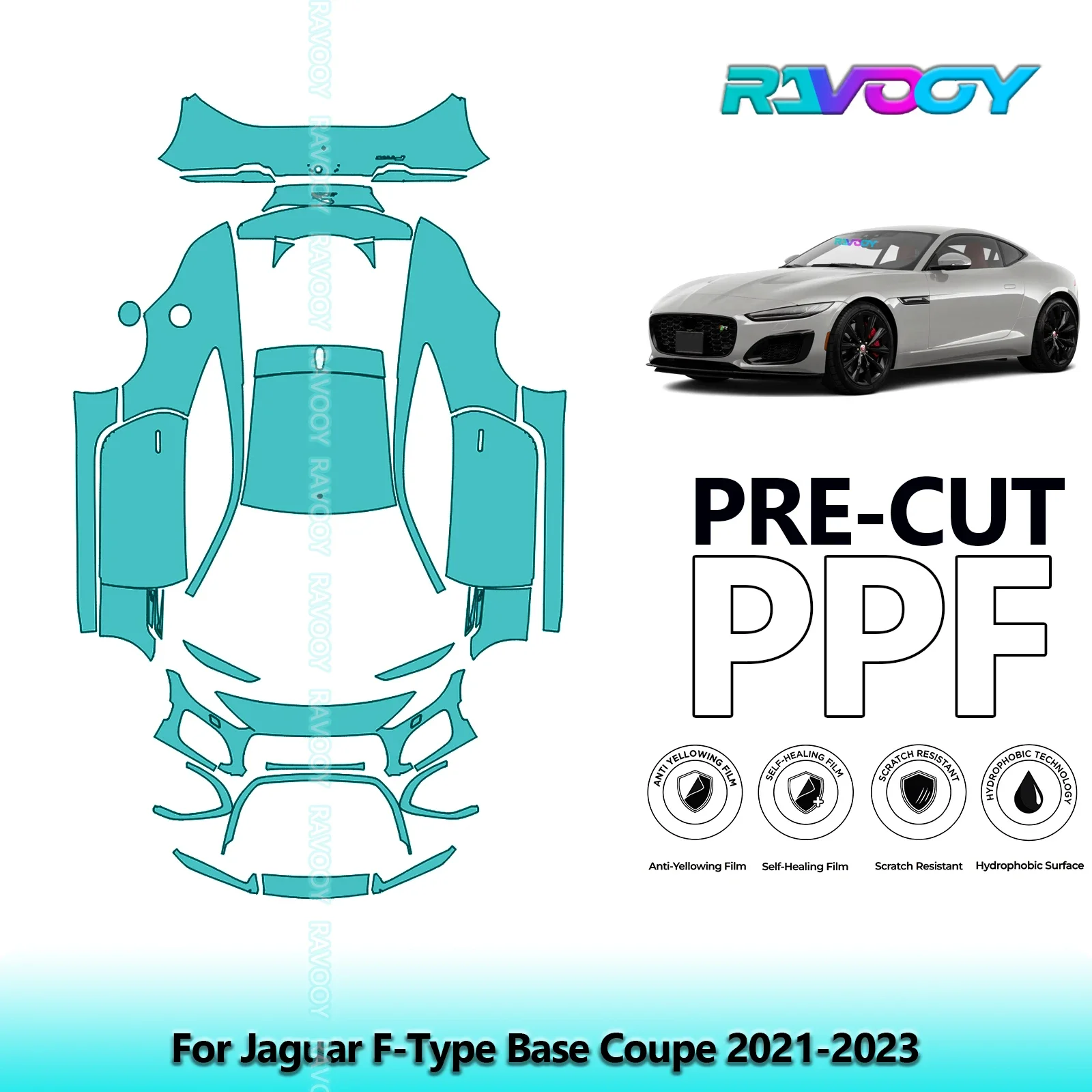 

8.5Mil Precut PPF Paint Protection Film Full Vehicle For Jaguar F-Type Base Coupe 2021-2023