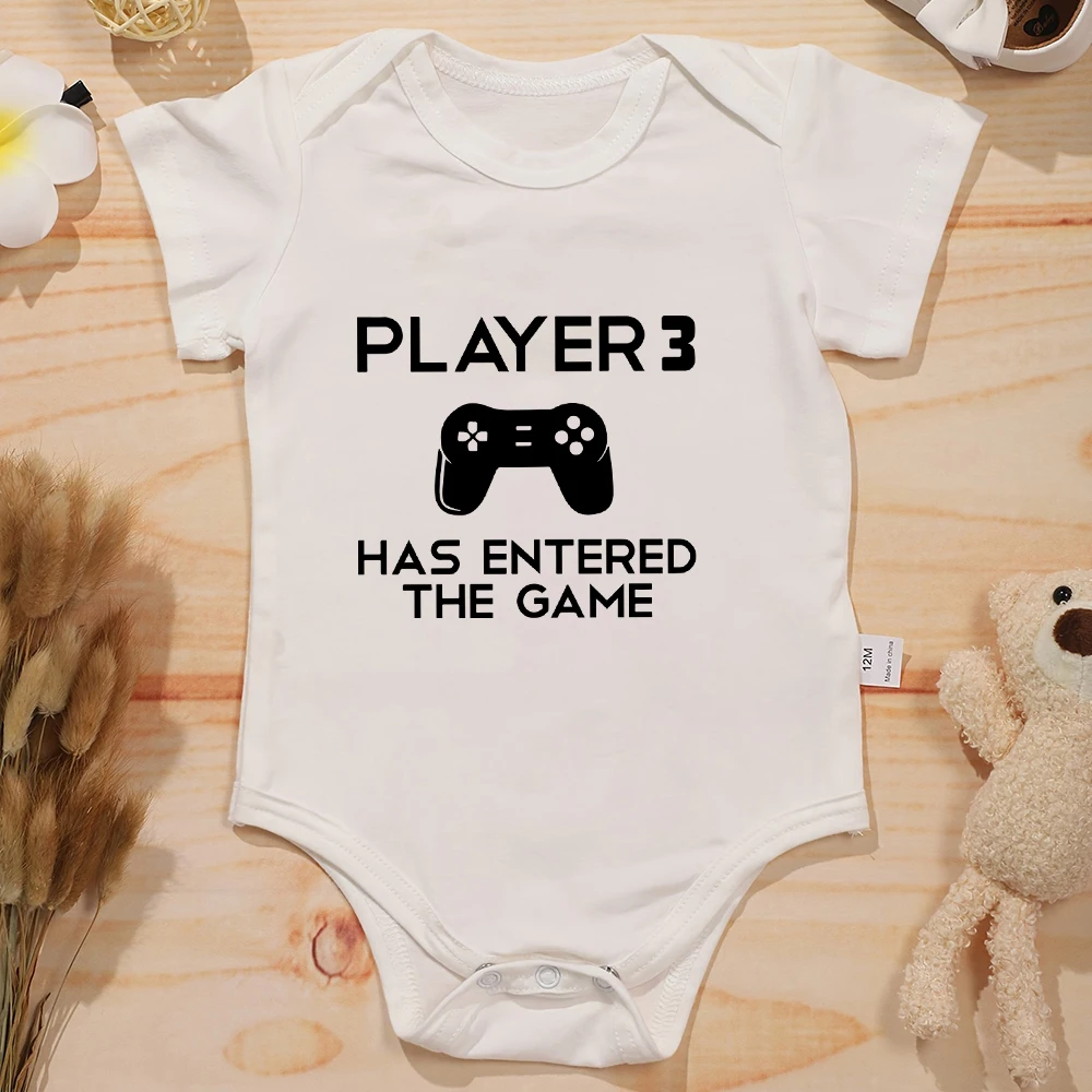 PLAYER 3 Newborn Romper American Style Harajuku Baby Boy Clothes Bodysuits Hipster Personality Novelty Toddler Jumpsuit Cotton