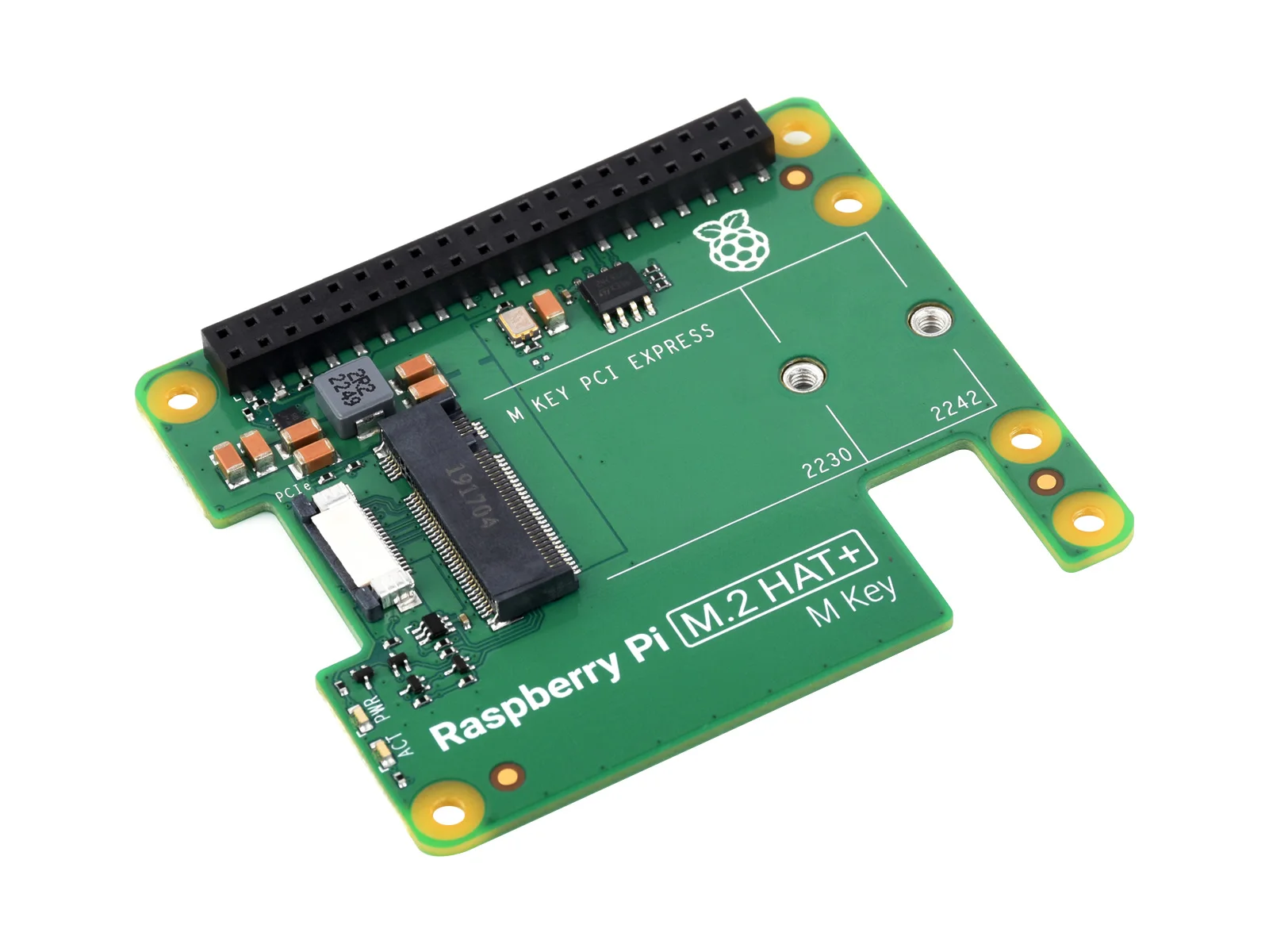 Raspberry Pi M.2 HAT+,Official Raspberry Pi PCIe To M.2 HAT, Designed For RPi 5, High-Speed Reading/Writing, HAT + Standard