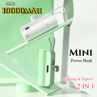 10000mAh Mini  Power Bank Portable External Battery with Plug Type C Fast Charger for IPhone Samsung Huawei Xiaomi Powerbank