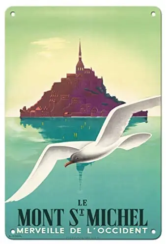 Le Mont-Saint-Michel, Normandy, France by Pierre Fix-Masseau c.1937 Metal Tin Sign