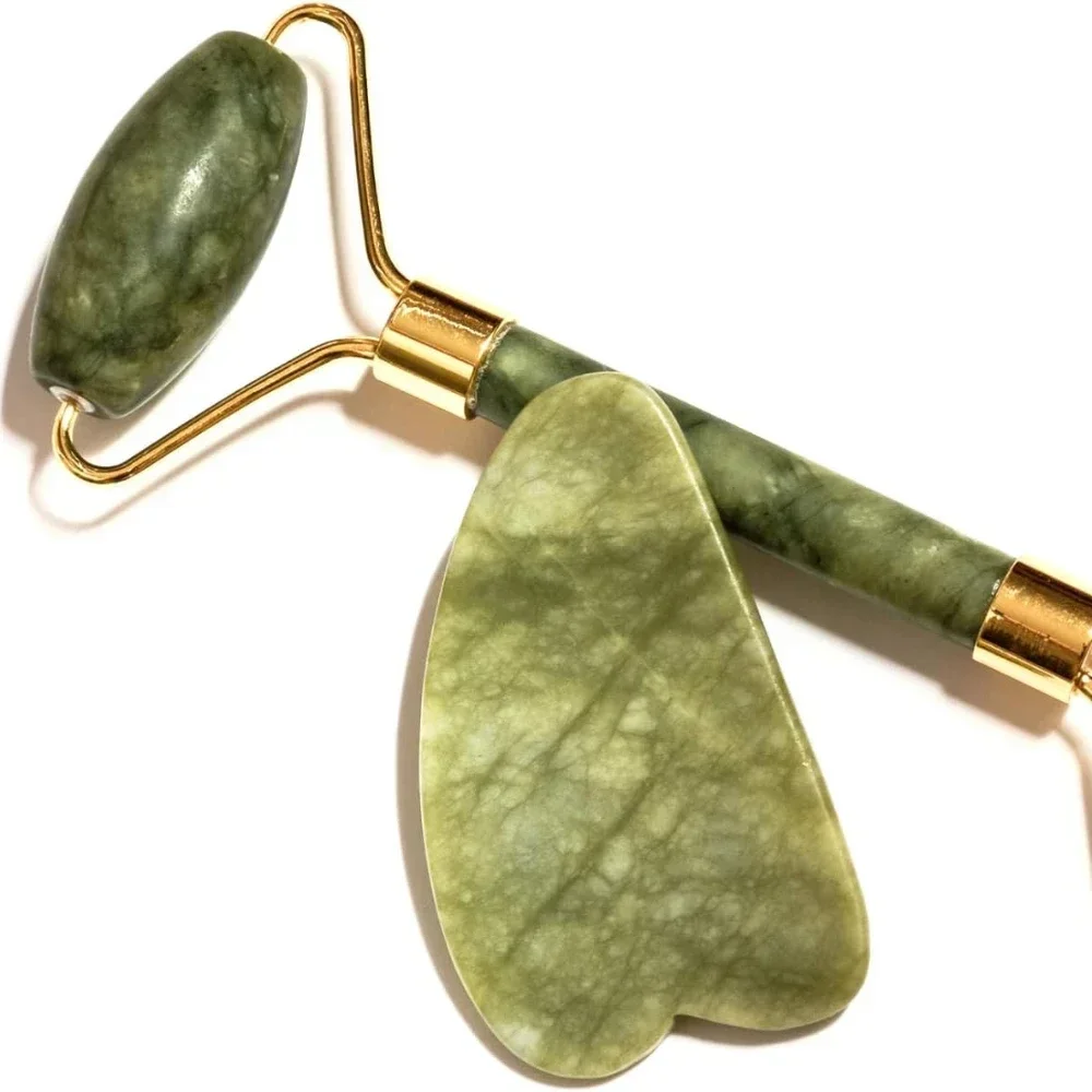 Gua Sha Facial Tools Set Jade Roller for Face Eyes Neck Body 100% Real Natural Stone Beauty Massage Anti Aging  Treatment