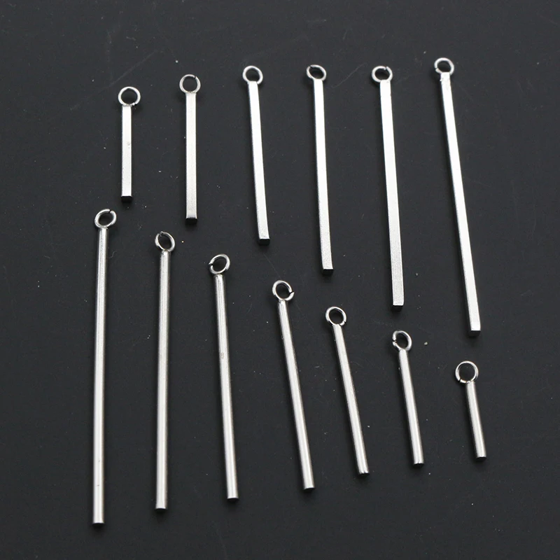 20pcs 10 15 20 25 30 35 40 50mm Stainless Steel Rectangular Straight Tube for Earrings Findings Jewelry Necklace Pendant Charms