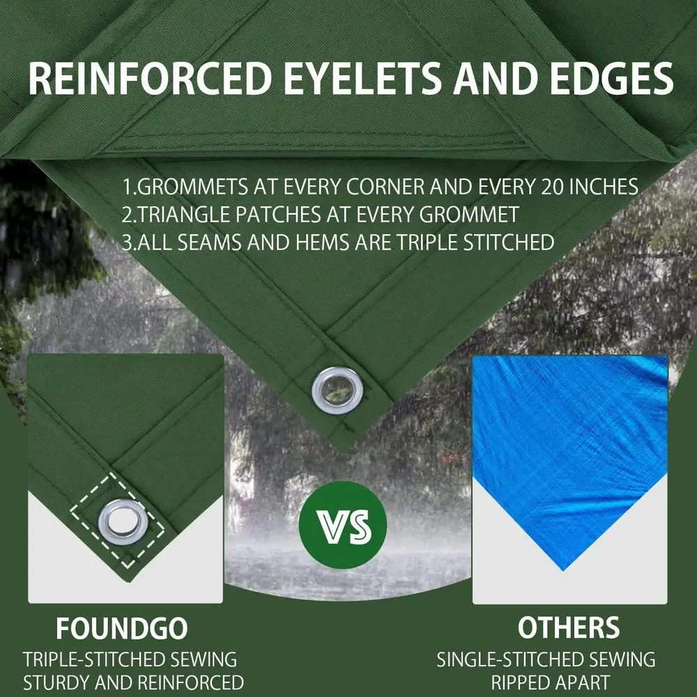 قماش القنب عالي التحمل بطول 6 × 8 أقدام ومقاوم للماء ومحمي بالأشعة فوق البنفسجية مع حلقات للاستخدام الخارجي #2