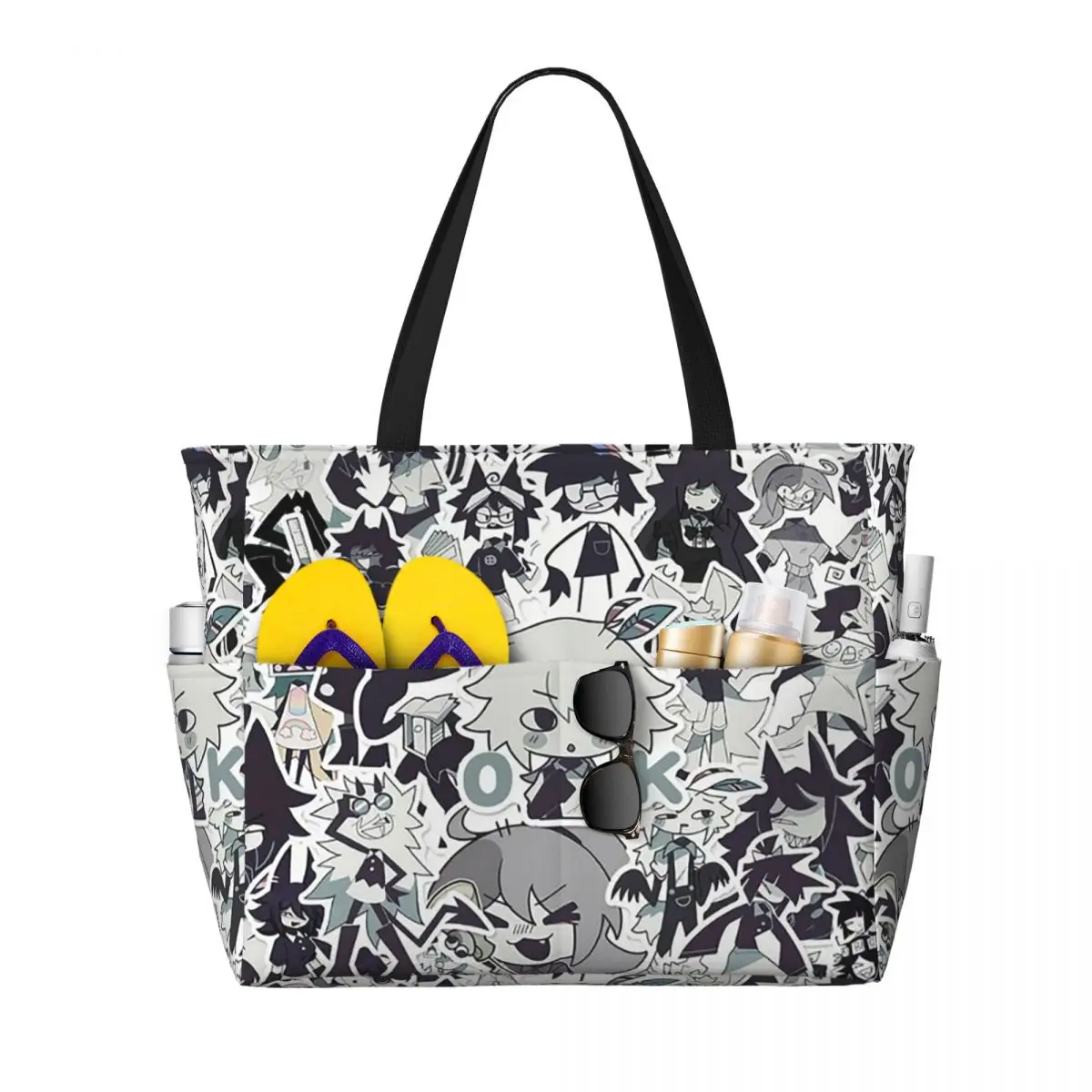

Cartoon Miss Circle Beach Tote Bag Sport Gym Yoga Duffle Large Tote Bag Women Travel Bag Fitness bag