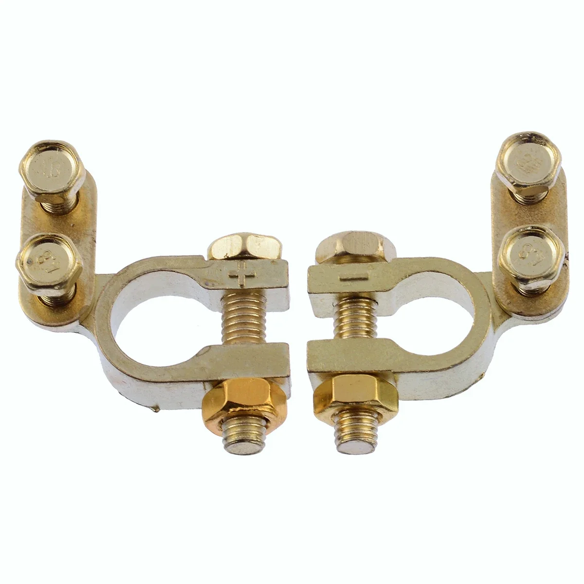 

2pcs Small Size 5mm Positive 34mm Negative Car Battery Terminal Gold Plated Universal Auto Metal Battery Terminals