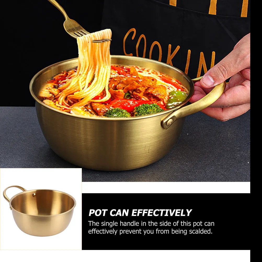 

Stainless Steel Noodle Pot Pasta Bowl Single Ear Stockpot Ramen Cookware Kitchen Gadgets Easy Clean Portable Cooking