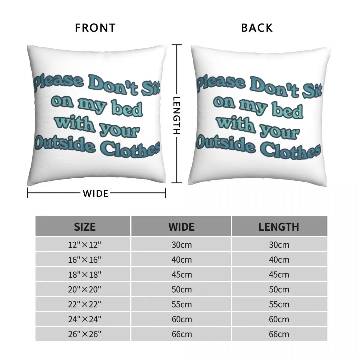 Dont Sit On My Bed Square Pillowcase Polyester Linen Velvet Printed Zip Decorative Throw Pillow Case Room Cushion Cover