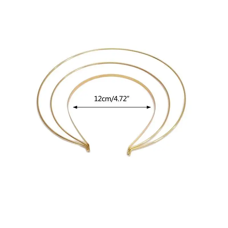 652F Smooth Metal Headbands Women Hair DIY Craft Blank Thin Steel Wire Frame Hairband for Head Bands Christmas Gift Golden