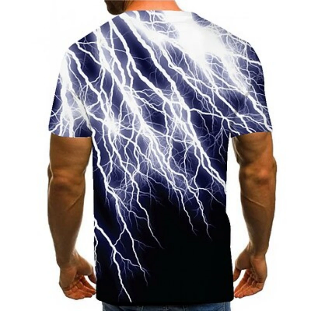 Christmas Lightning Strikes Mens Graphic Tee Abstract Round Neck  Daily Short Sleeve 3D Print Clothing  Basic Exaggerated T-Shir