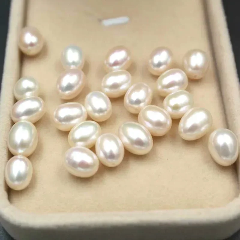 2pcs/bag Natural Freshwater Pearl Loose Pearl Highlight Half-hole Rice-shaped Pearl Earrings DIY Earrings Necklace Accessories