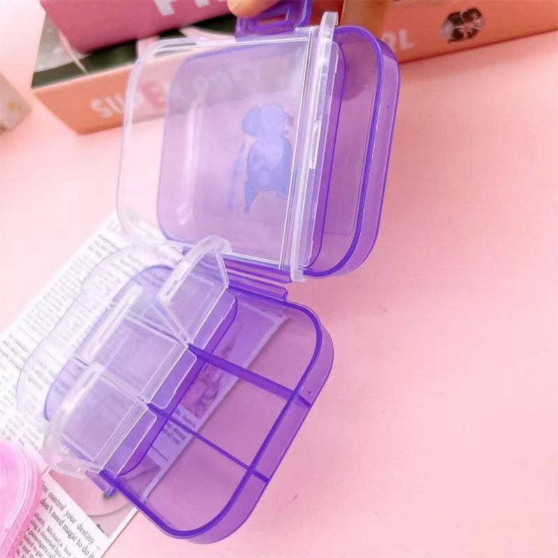 Sanrio HelloKitty Kuromi Melody Pill Storage Box Cute Portable Mini Cosmetic Case Dustproof Flip Cover Sealed Girls Holiday Gift