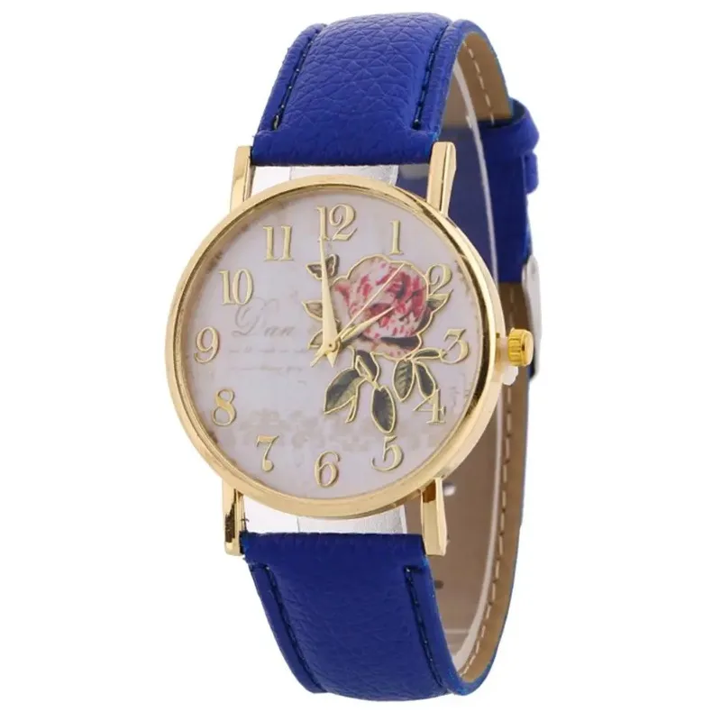 2024 Rose Round Watch Women's Elegant Watch Faux Leather with Arabic Numerals Quartz Watch Christmas Gift