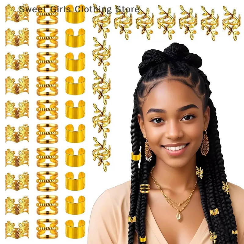 

1set Dreadlock Hair Rings Hair Jewelry Cuffs Clip Hair Braids Dirty Braids Bead Hippie Hairpin Accessories Headwear For Women