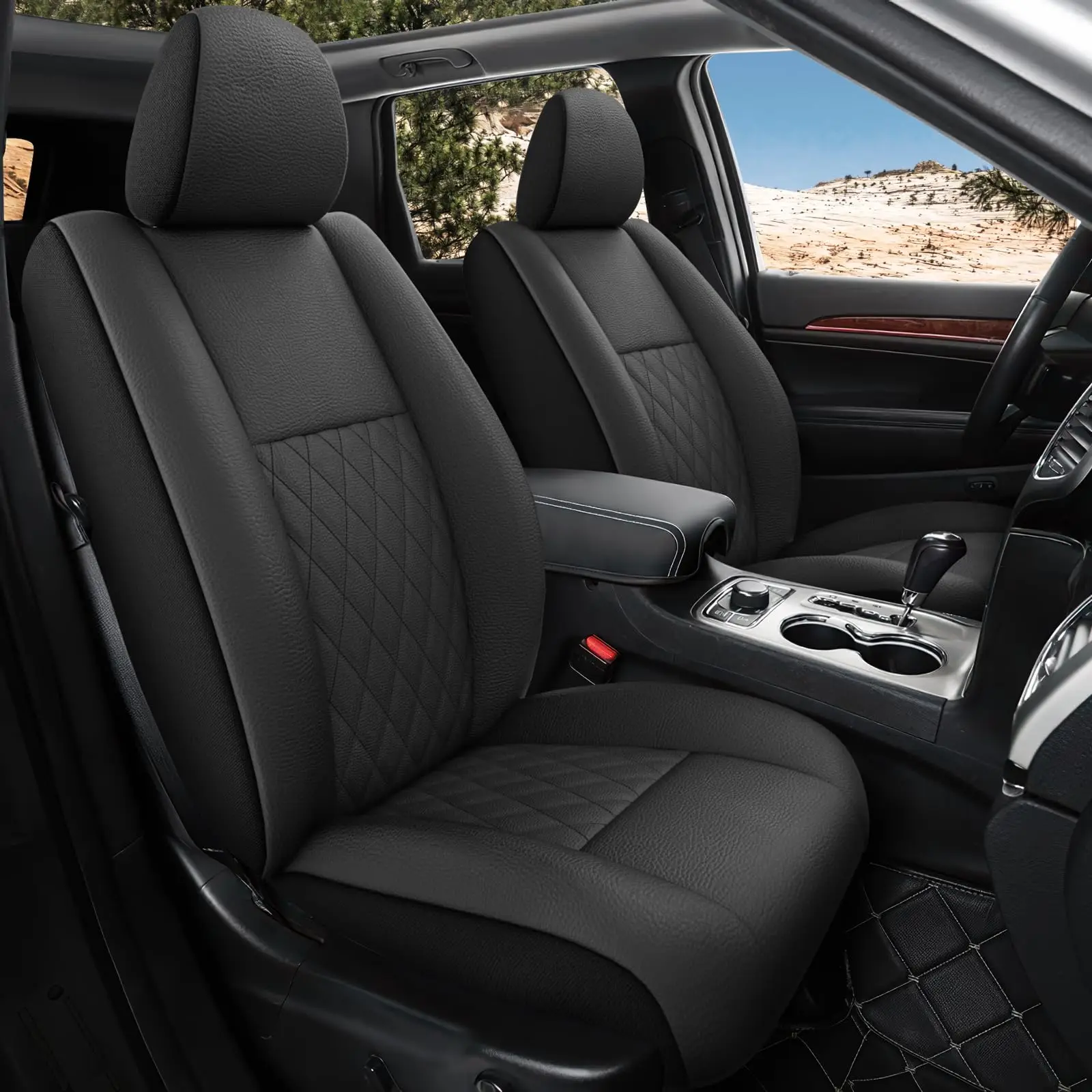 

Передние чехлы на сиденья из искусственной кожи на заказ, подходят для Jeep Grand Cherokee WK2 2011-2021 Laredo Limited Overland Altitude Summit