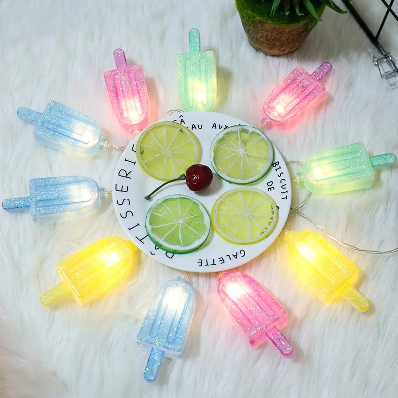 Luci della stringa del gelato stringa luminosa della luce del ghiacciolo lampada da notte carina Camera da letto Festa Vacanza Fai da te Glow Divano tavolo Decorazioni per interni