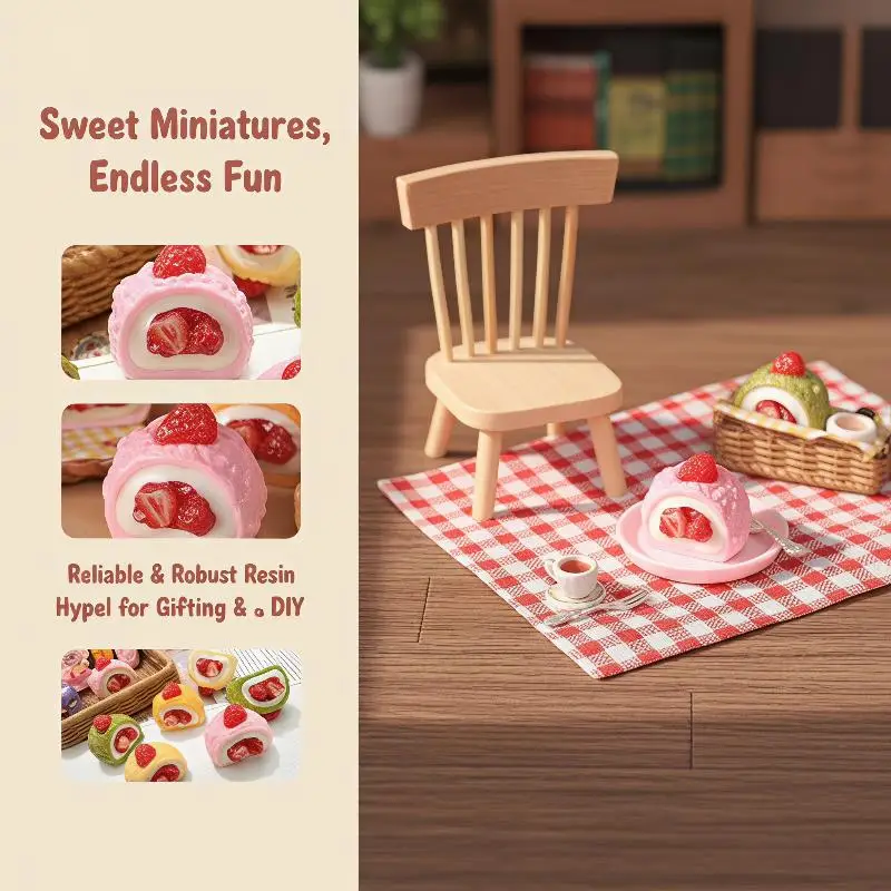 4PCS Dollhouse Miniature Strawberry Cream Cake Mini Food Afternoon Tea Set Scene Decoration For Doll Accessories Toys